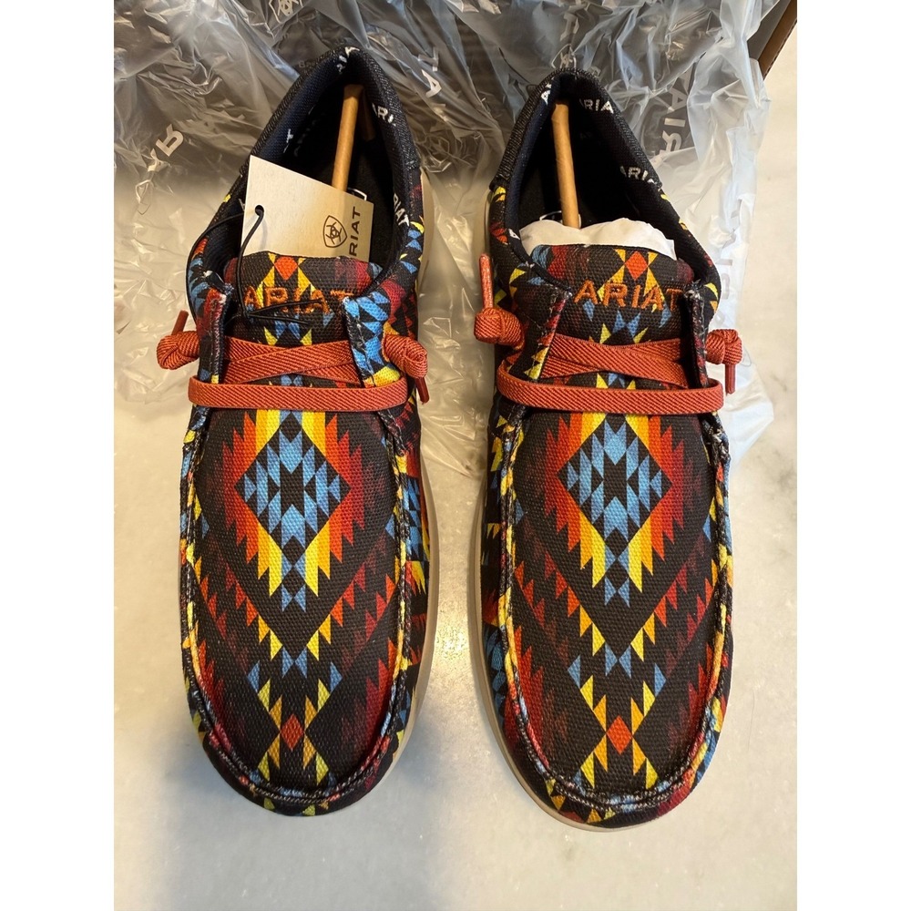 Ariat Hilo Stretch Lace Shoes Mens 8.5 Fiery Aztec Print Dark Denim 10047060